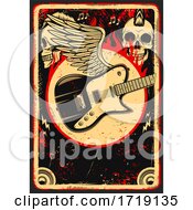 Poster, Art Print Of Grungy Skull And Guitar Background