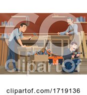 Poster, Art Print Of Carpenters Working In A Shop