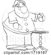 Poster, Art Print Of Cartoon Black And White Corona Virus Santa With A Christmas Snack