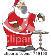 Cartoon Covid Santa With A Christmas Snack