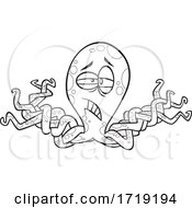 Poster, Art Print Of Cartoon Lineart Twisted Octopus