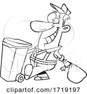 Cartoon Lineart Happy Garbage Man