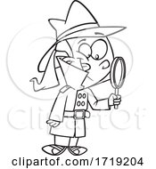 Cartoon Outline Girl Detective by toonaday