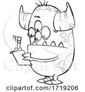 Cartoon Outline Monster Writing by toonaday