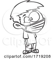 Cartoon Outline Boy Wearing A Mask