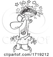 Poster, Art Print Of Cartoon Lineart Man With A Brain Explosion