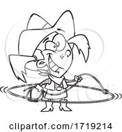 Poster, Art Print Of Cartoon Lineart Western Cowgirl