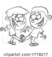 Poster, Art Print Of Cartoon Lineart Boys Doing A Foot Shake