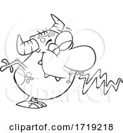 Poster, Art Print Of Cartoon Lineart Monster Sniffing A Good Smell