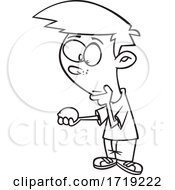 Poster, Art Print Of Cartoon Lineart Boy Thinking Of When Life Gives You Lemons