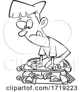 Poster, Art Print Of Cartoon Lineart Man Trying To Cram Luggage In A Suitcase