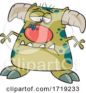Cartoon Monster With A Pin Stuck In His Nose by toonaday