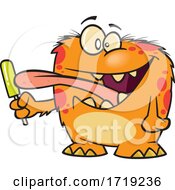 Poster, Art Print Of Cartoon Monster Licking A Popsicle