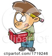 Cartoon Boy Using A Dictionary