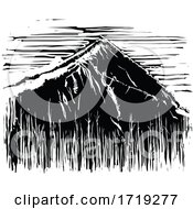 Poster, Art Print Of Black And White Woodcut Mountain