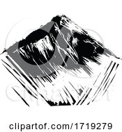 Poster, Art Print Of Black And White Woodcut Mountain