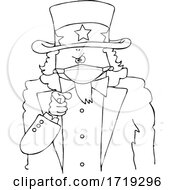 Black And White Uncle Sam Pointing At The Viewer And Wearing A Mask