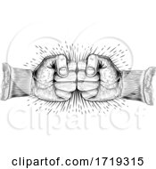 Fists Punching Vintage Woodcut Style Concept
