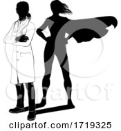 Poster, Art Print Of Doctor Woman Hero Silhouette Superhero Shadow