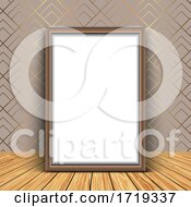 3D Blank Picture Frame Against An Elegant Wallpaper Background