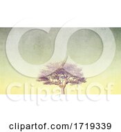 Poster, Art Print Of 3d Grunge Style Banner With Tree On Pastel Sky