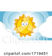 Poster, Art Print Of Happy Sun In A Sky With Clouds