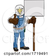 Poster, Art Print Of Eagle Cartoon Mascot Handyman Holding Sign