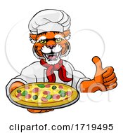 Tiger Pizza Chef Cartoon Restaurant Mascot Sign
