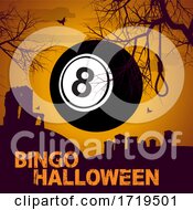 Poster, Art Print Of Number Eight Ball On Bingo Halloween Background