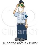 Cartoon United States Air Force Pilot Wearing A Covid Mask And Saluting
