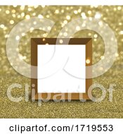 Poster, Art Print Of 3d Blank Picture Frame On A Gold Glitter Background