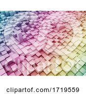 Poster, Art Print Of 3d Modern Background With Rainbow Coloured Extruding Blocks