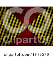 Poster, Art Print Of Grunge Style Red Metal Background With Yellow And Black Warning Stripes