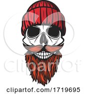 Poster, Art Print Of Skull With A Beard And Beanie