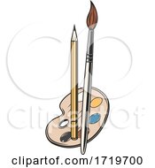 Palette Pencil And Paintbrush by Vector Tradition SM