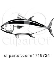 Atlantic Bluefin Tuna Northern Bluefin Tuna Giant Bluefin Tuna Or Tunny Side Retro Black And White