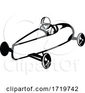 Poster, Art Print Of Soap Box Derby Or Soapbox Car Racer Racing Side Retro Black And White