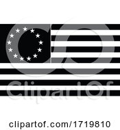 Poster, Art Print Of Betsy Ross Flag An Early Design Of United States Flag Black And White Illustration