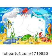 Poster, Art Print Of Certificate Border With Sea Creatures