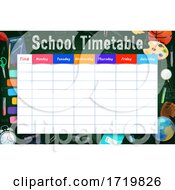 Poster, Art Print Of School Timetable With Stationery And Chalkboard