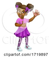 Black Girl Cartoon Child Kid Thumbs Up Waving