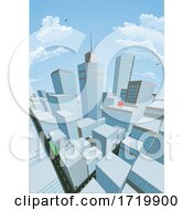 Poster, Art Print Of City Buildings Cartoon Comic Book Style Background