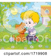 Poster, Art Print Of Boy Playing With His Dog