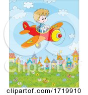 Poster, Art Print Of Boy Flying A Plane Over A Park