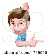 Poster, Art Print Of Kid Cartoon Boy Child Pointing Sign