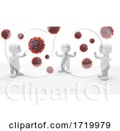 Poster, Art Print Of 3d Male Figures In Face Masks Surrounded By Covid 19 Virus Cells