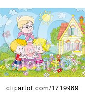 Poster, Art Print Of Granny And Kids In A Yard
