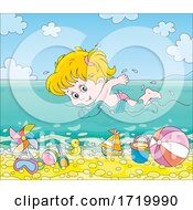 Girl Swimming In The Ocean