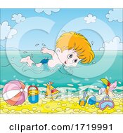 Poster, Art Print Of Boy Swimming In The Ocean