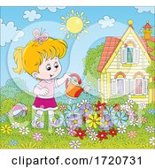 Poster, Art Print Of Girl Watering Flowers
